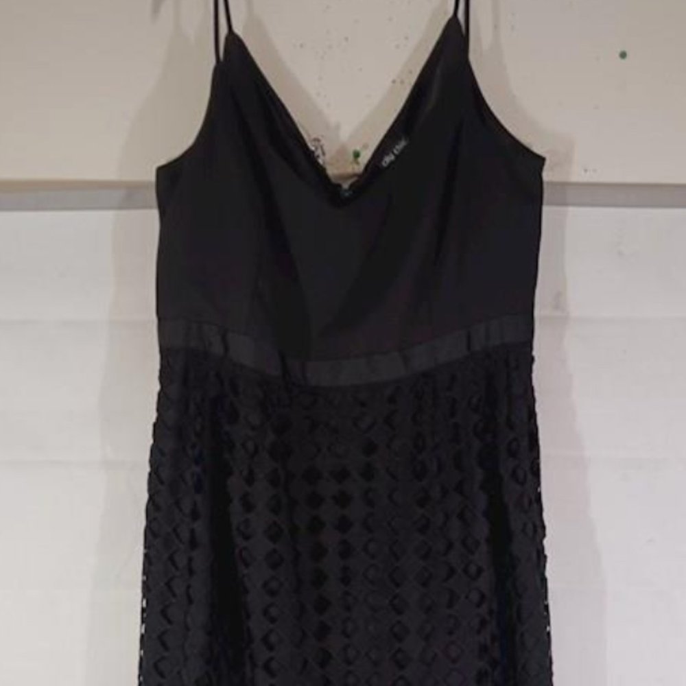 City Chic Dress Caged in midi black small